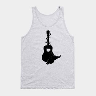 Country Western Guitar Rose Vine and Steer Skull Tank Top